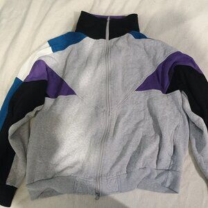 90s Vintage Full Zip Sweater - purple/blue/grey/black